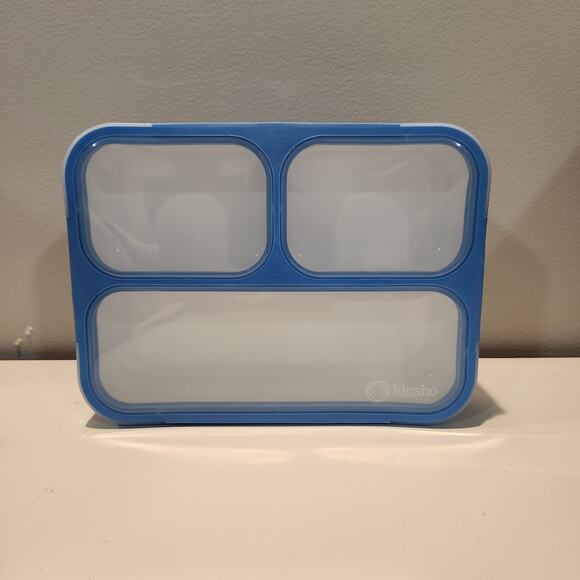 Kinsho Bento Lunch Box Kids & Adult with 3 Compartments Blue 1 pack - Picture 1 of 2